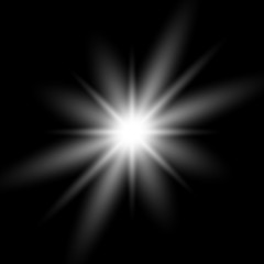 Shining vector golden sun with light effects. Flares and gleams rounded and hexagonal shapes, rainbow halo.	