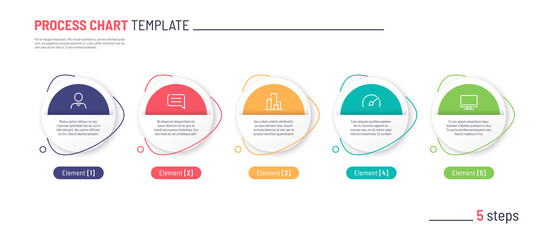 Vector infographic process chart template. Five steps - obrazy, fototapety, plakaty