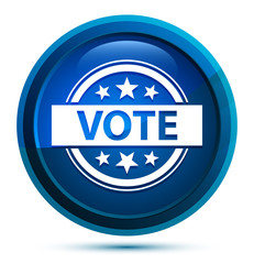 Vote badge icon elegant blue round button illustration