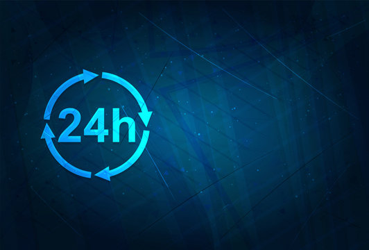 24 Hours Update Icon Futuristic Digital Abstract Blue Background