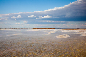 The lake form at the place of salt mining. Dead lake - no animals, no  plants.