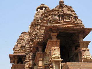The Western group of Khajuraho temples, on a clear day, Madhya Pradesh India is a UNESCO world...