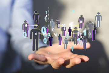 connected symbols for digital, interactive and global communication concept