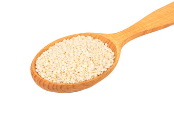 Sesame seeds in spoon