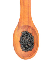 Black sesame in spoon