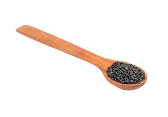 Black sesame in spoon