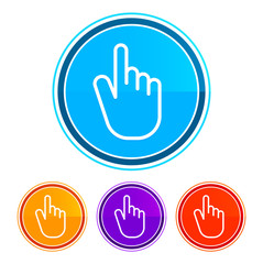 Hand cursor click icon flat design round buttons set illustration design