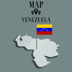 Venezuela outline world map, contour silhouette with national flag on flagpole vector illustration design, isolated on background, objects, element, symbol from countries set