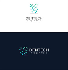 Tooth Dentist Dental Tech Logo Design Template . Abstract Teeth Dental Care Logo Stock Vector . Dental Teeth Digital Logo	
