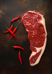 Raw fresh sirloin beef steak butcher's cut ready to cook
