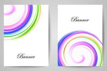  Set of bright banners with shadow and color background of swirls vector. Holiday Invitation Design
