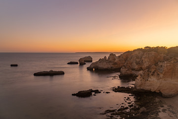 Fototapeta na wymiar Summer sunset on the coast of Portugal.