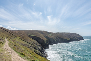 Perranporth coastal view cliffs and sea