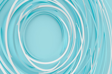 Abstract volume background with the image of a random rotating thin rings. 3D illustration