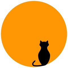 Cat in front of orange moon icons