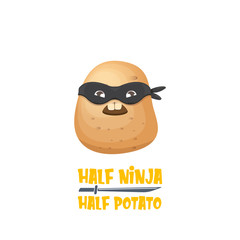 Half ninja half potato character with black super hero mask. super ninja kawaii vegetable food character for printing on tee © zmiter