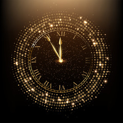 Obraz na płótnie Canvas Golden shiny clock vector illustration