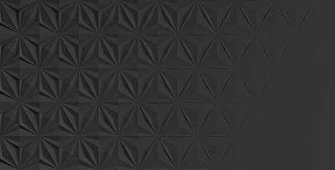 Triangular abstract geometric dark background of triangular volumetric elements of different random size. 3D illustration