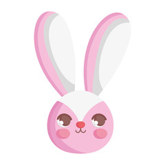 cute rabbit head character on white background