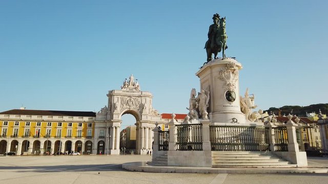Commerce Square and King Jose Statue in Lisbon