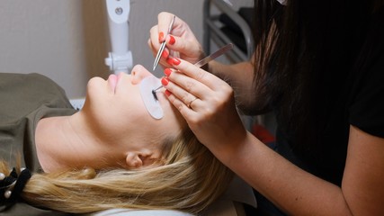 Woman Eye with Long Eyelashes. Eyelash Extension