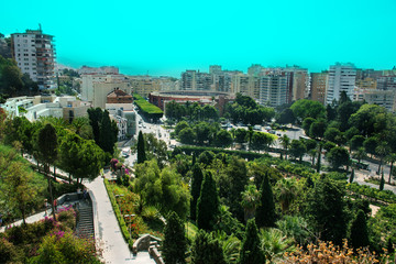 Fototapeta na wymiar Malaga's cityscape. The bird's eye view. Spain. 