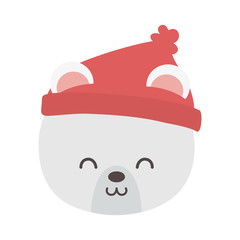 polar bear head with hat merry christmas