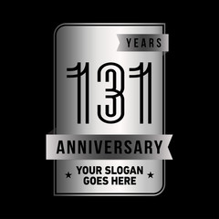 131 years anniversary design template. One hundred and thirty-one years celebration logo. Vector and illustration.