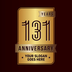 131 years anniversary design template. One hundred and thirty-one years celebration logo. Vector and illustration.