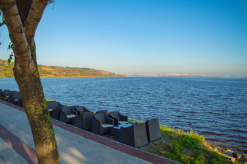 cafe right on lake coastline