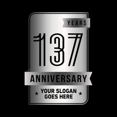 137 years anniversary design template. One hundred and thirty-seven years celebration logo. Vector and illustration.