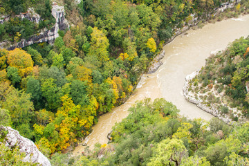 View to Verdon River from the Mescla balconies, Verdon Gorge, France