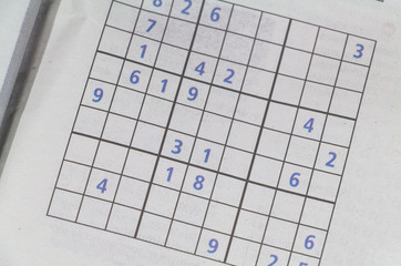 Sudoku game in a newspaper