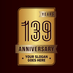 139 years anniversary design template. One hundred and thirty-nine years celebration logo. Vector and illustration.
