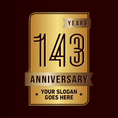 143 years anniversary design template. One hundred and forty-three years celebration logo. Vector and illustration.
