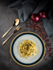 Delicious Italian pasta dish prepared to eat