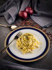 Delicious Italian pasta dish prepared to eat