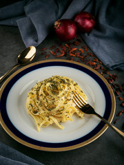 Delicious Italian pasta dish prepared to eat