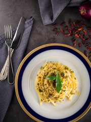 Delicious Italian pasta dish prepared to eat