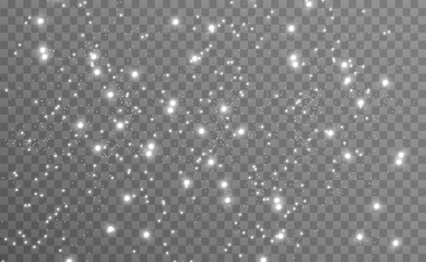  Snowfall. A lot of snow on a transparent background. Christmas winter background. Snowflakes falling from the sky.