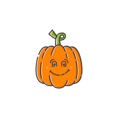 Halloween pumpkin line icon, outline vector sign