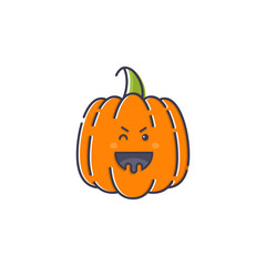 Halloween pumpkin line icon, outline vector sign