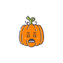 Halloween pumpkin line icon, outline vector sign