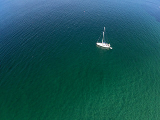 Aerial view of boat in Inisheer island