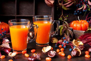 Halloween pumpkin orange cocktail. Festive drink