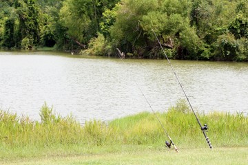 Obraz na płótnie Canvas fishing on the lake