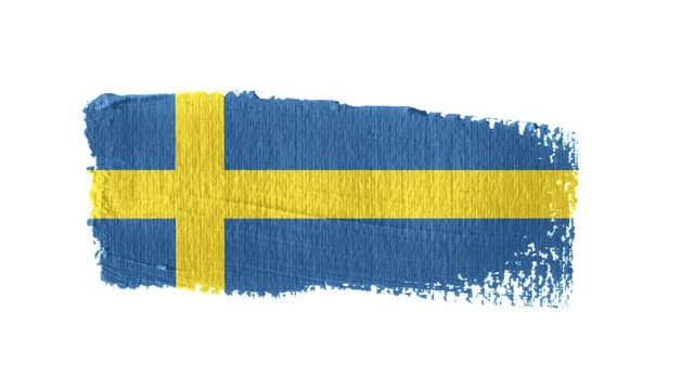 Sweden flag painted with a brush stroke