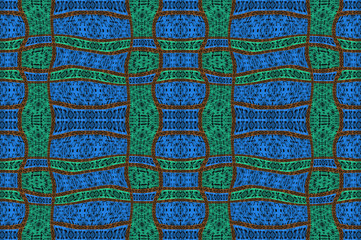 Textured African fabric, green and blue colors