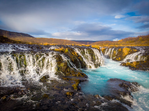 Beautiful Bruarfoss waterfall with turquoise water in Iceland.. © Johannes