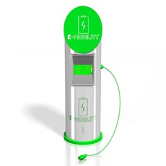 Electric car/ electric vehicle charging station. 3D rendering